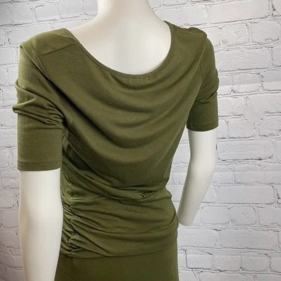 UEC Hive & Honey olive green short sleeve maxi dress small - Picture 5 of 8